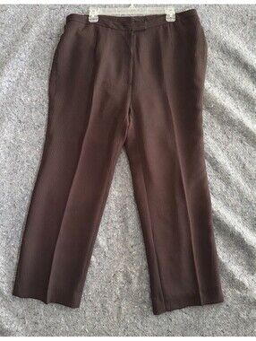 Womens 16W Brown Pinstripe Dress Pants High Rise Straight Leg Lined Office Y2K